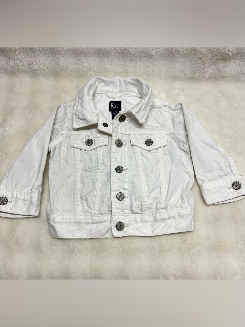 NWOT- GAP Kids White Denim Jacket with Metal Buttons